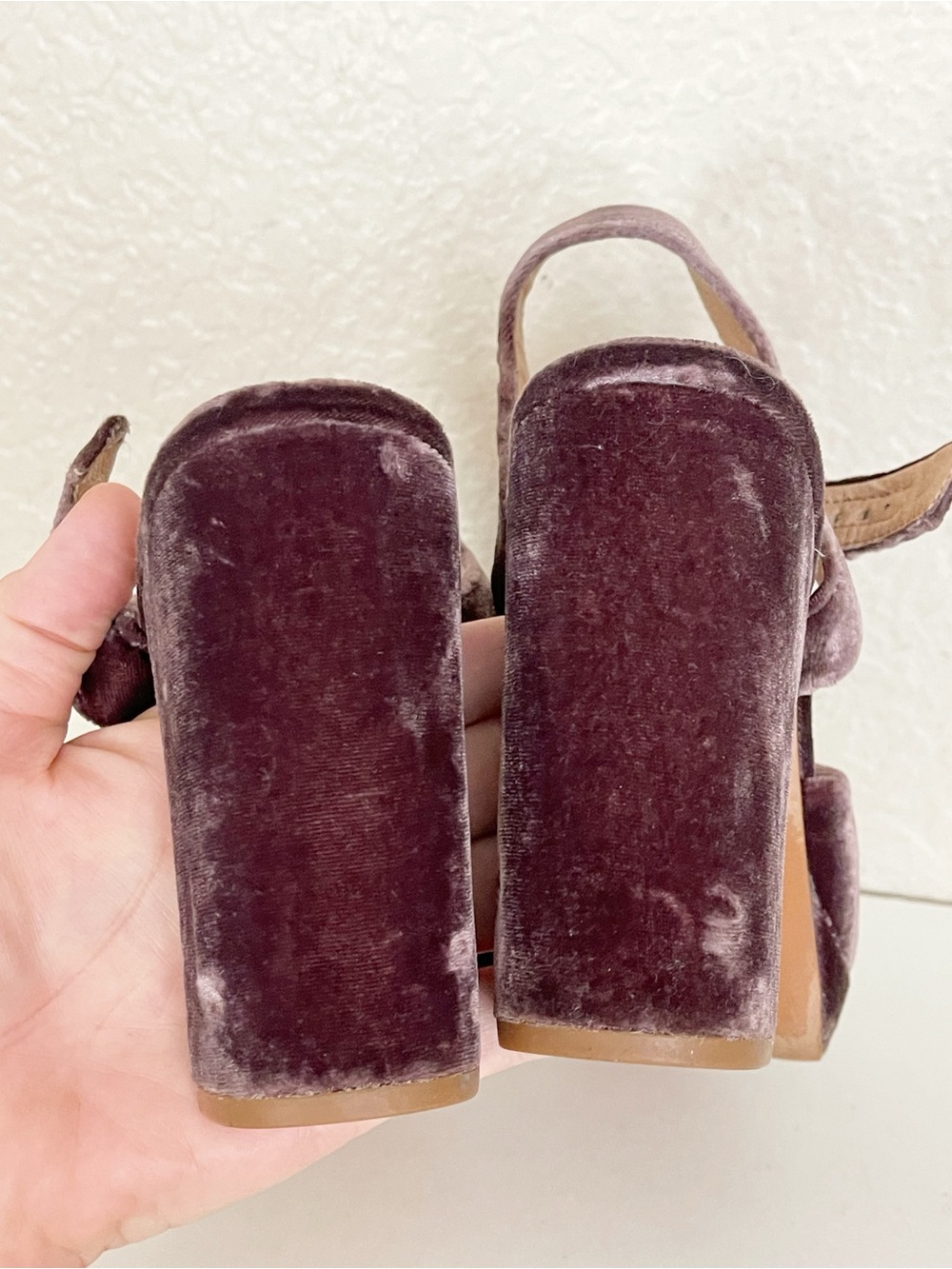 Madewell Vanessa Brown Velvet Heeled Sandals chunky block heel - Picture 10 of 13